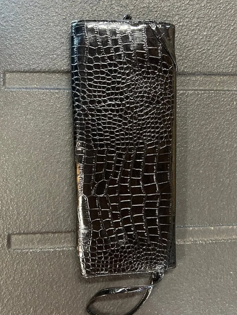 Giannini Black Croc-Embossed Faux Leather Clutch